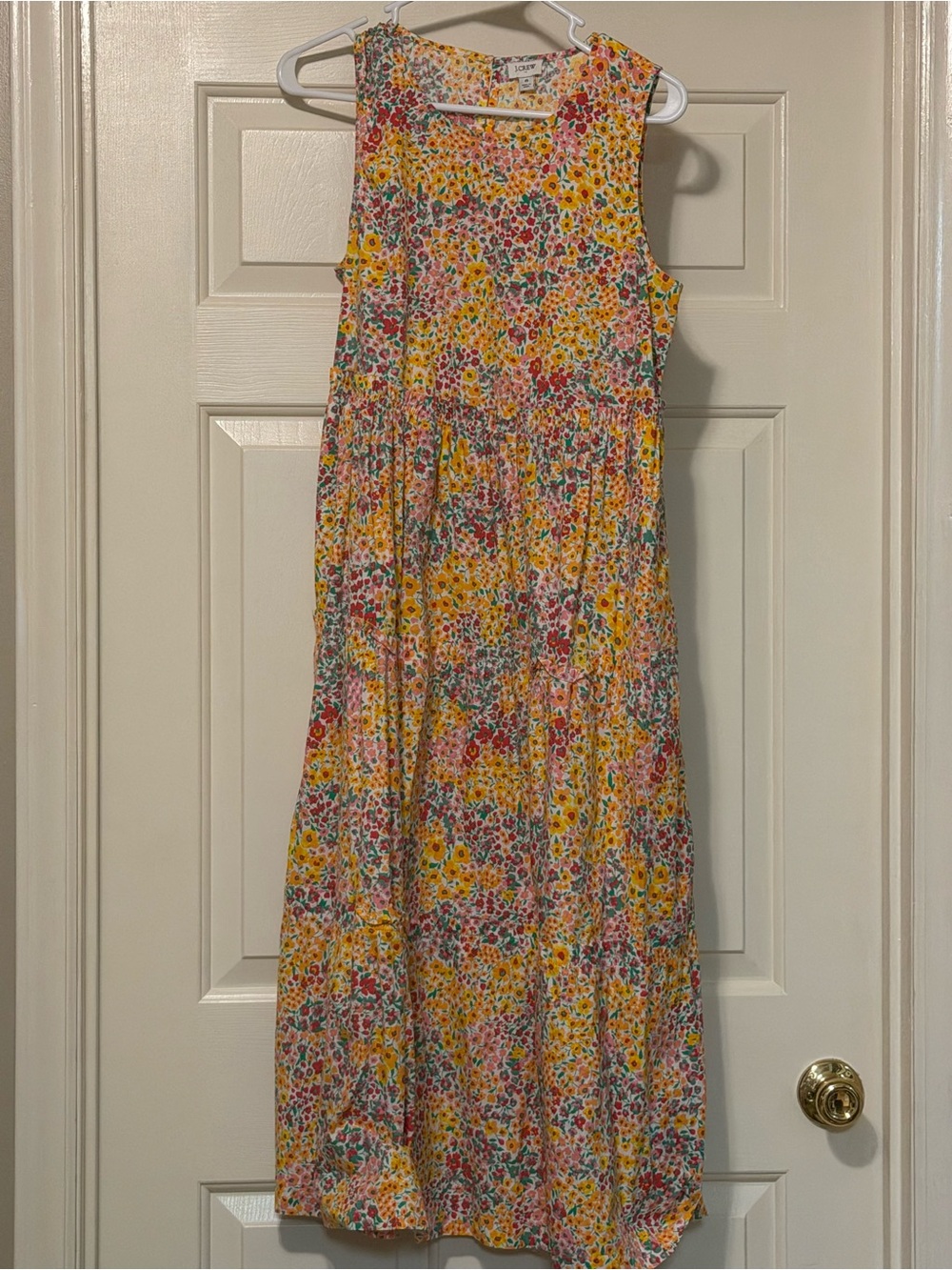 J. Crew Floral Yellow Tiered Dress